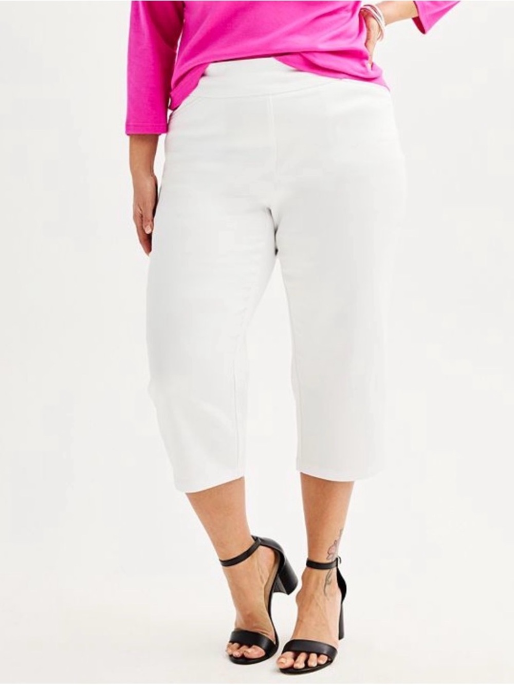 Croft & Barrow Women’s Plus Size Effortless Stretch Capris Pants - White - 20W
